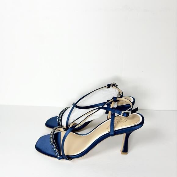 JEWEL BADGLEY MISCHKA ALEXIS CRISSCROSS SANDALS NAVY SIZE 5.5 NEW - Picture 5 of 7
